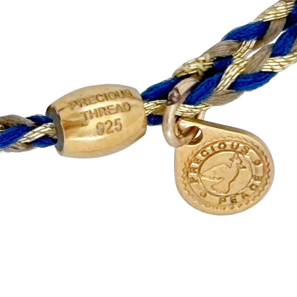 Adjustable 14kt Gold Alex and Ani Precious Threads Sodalite Bracelet - Picture 4 of 7